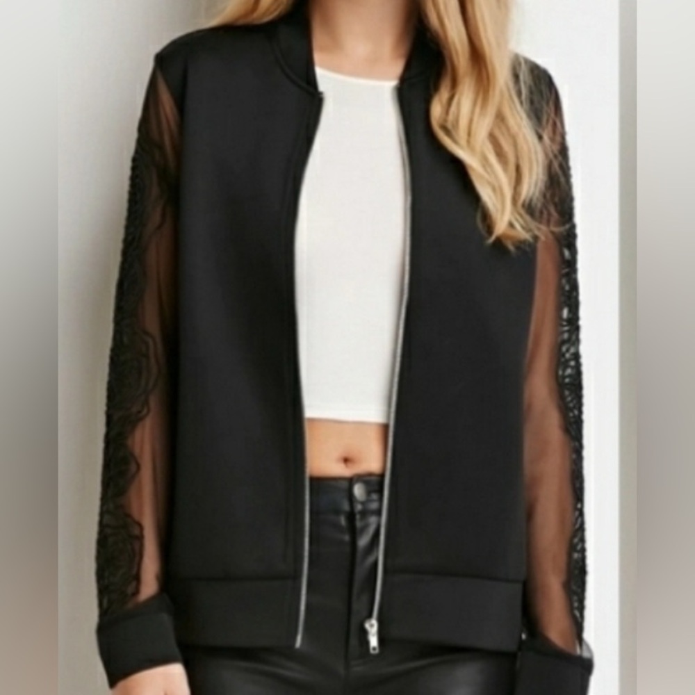 Forever 21 Embroidered lace Sleeve Jacket - Picture 2 of 9